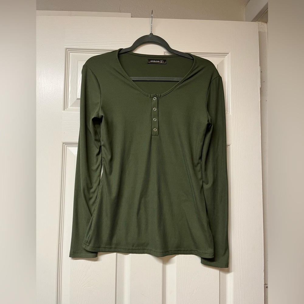 Army Green Long Sleeve Top for Women